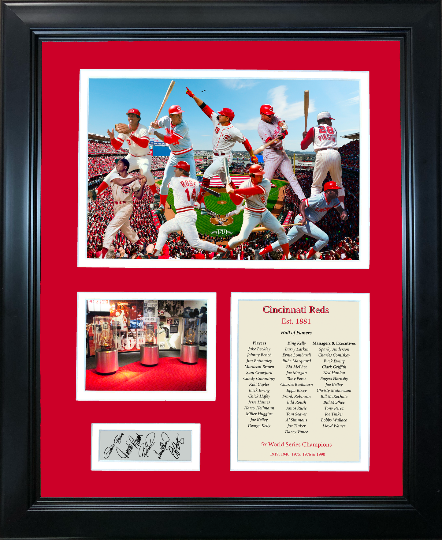 Framed Cincinnati Reds All-Time Greats Legends Facsimile Laser Engraved Signature Auto 11"x14" Baseball Photo Sig Collage