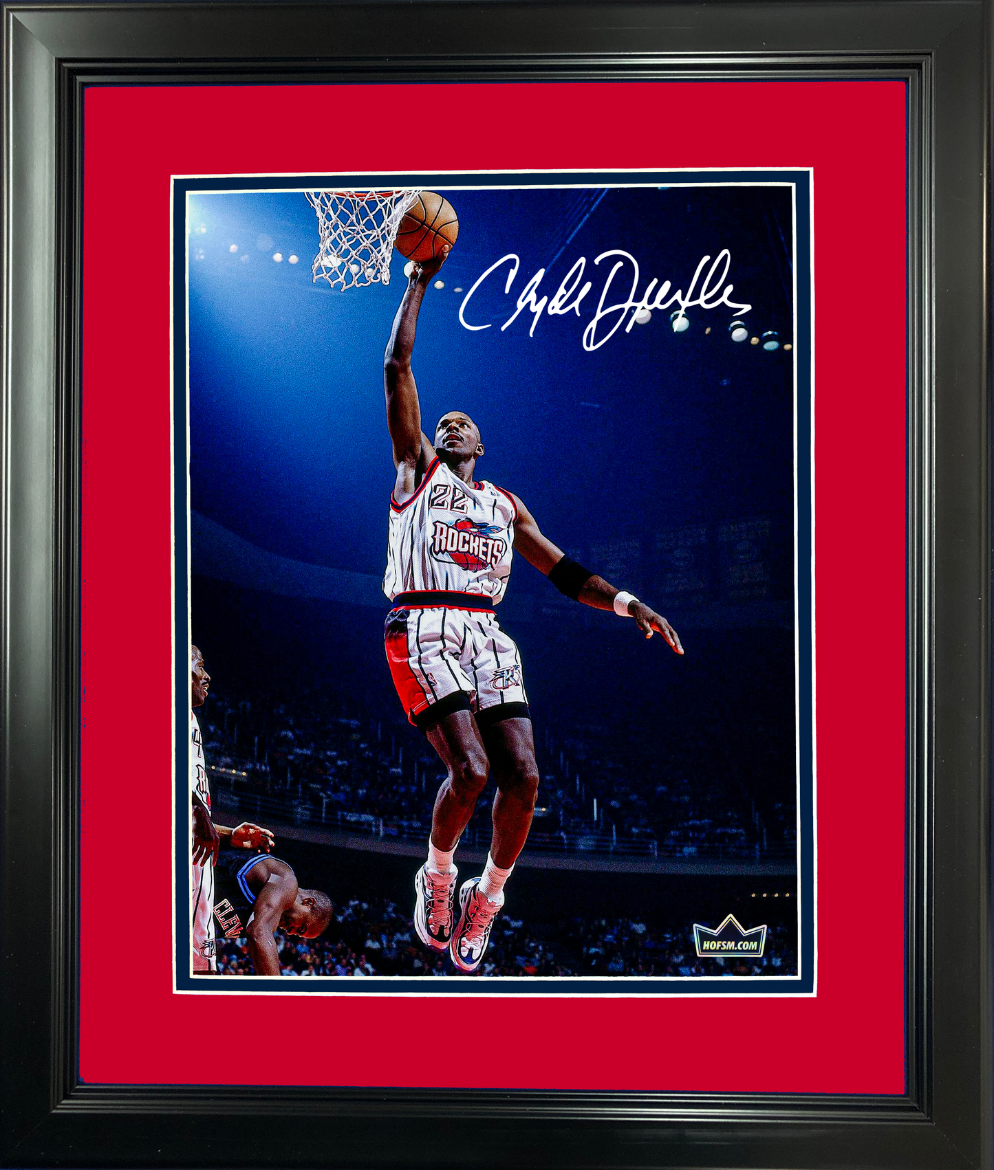 Framed Clyde Drexler Facsimile Laser Engraved Signature Auto 11"x14" Basketball Photo HOFSM Holo