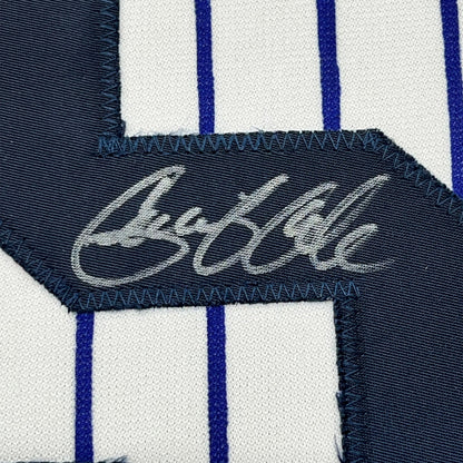 Framed Autographed/Signed Gerrit Cole 35x39 New York Pinstripe Baseball Jersey JSA COA