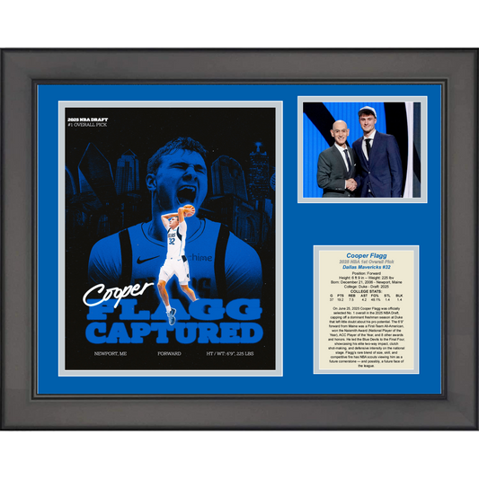 Framed Cooper Flagg 2025 NBA Draft 1st Pick Dallas Mavericks Basketball 11"x14" Three Photo Collage