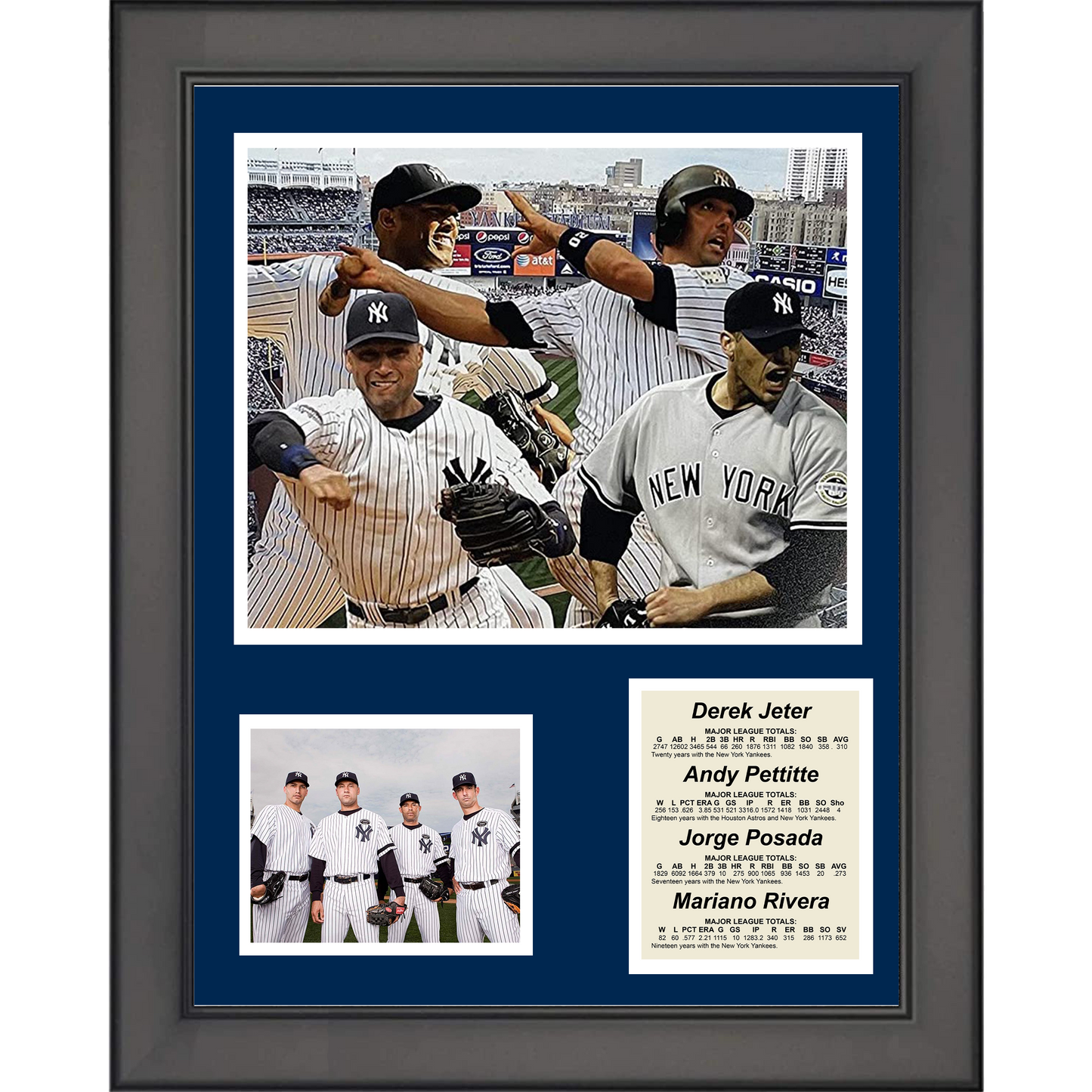 Framed New York Yankees Core 4 Jeter, Rivera, Posada & Pettitte Baseball 11"x14" Three Photo Collage #2