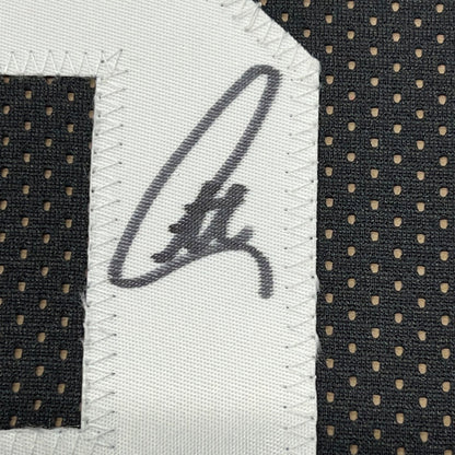 Framed Autographed/Signed Stephen Steph Curry 35x39 Golden State Black Basketball Jersey JSA COA