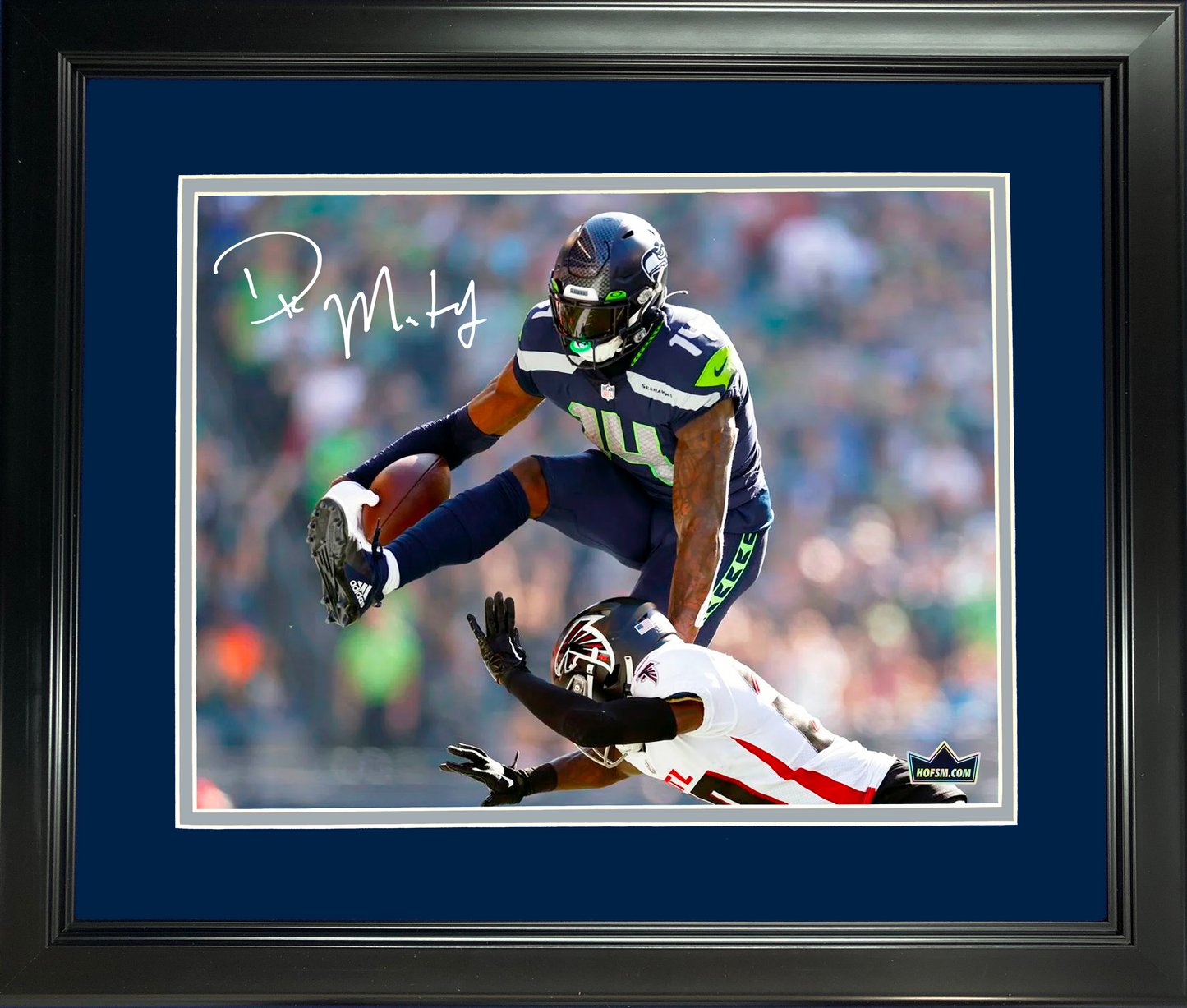 Framed D.K. Metcalf Facsimile Laser Engraved Signature Auto Seattle Seahawks 11"x14" Football Photo HOFSM Holo