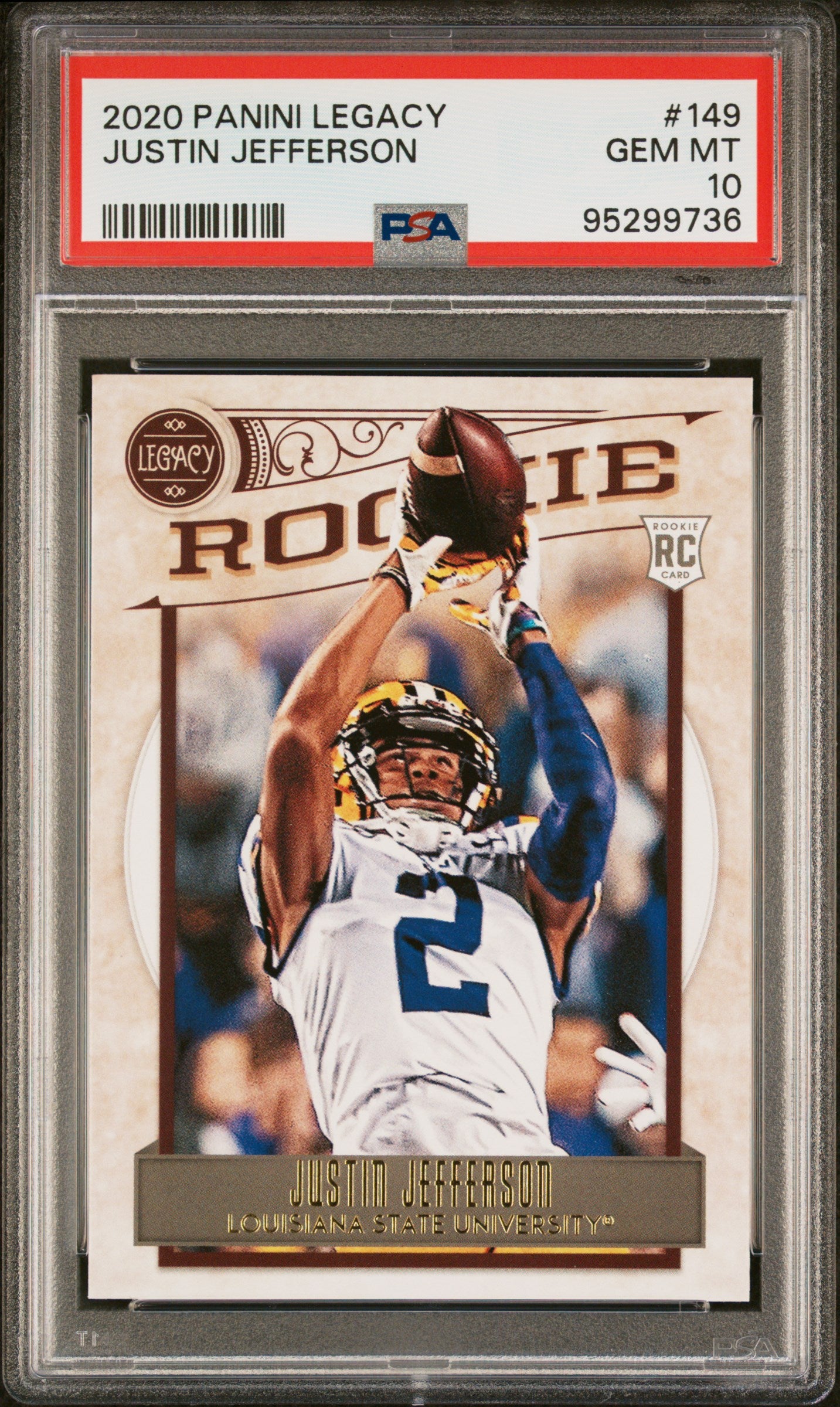 Graded 2020 Panini Legacy Justin Jefferson #149 Rookie RC Football Card PSA 10 Gem Mint