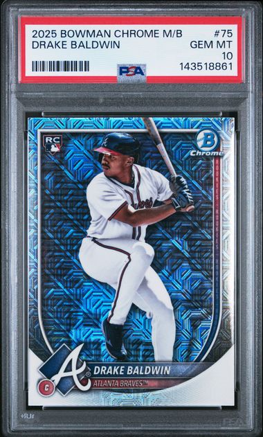 Graded 2025 Topps Bowman Chrome Mega Box Drake Baldwin #75 Rookie RC Baseball Card PSA 10 Gem Mint