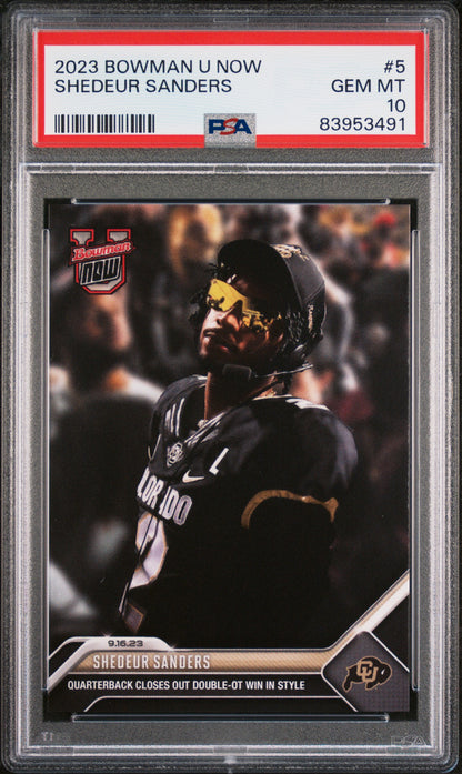 Graded 2023 Topps Bowman U Now Shedeur Sanders #5 Rookie RC Football Card PSA 10 Gem Mint