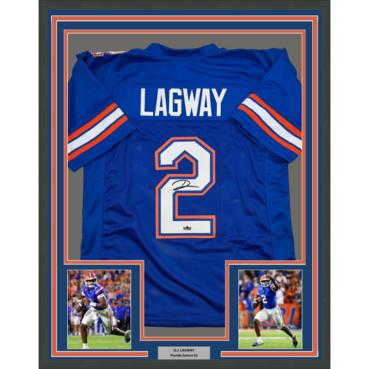 Framed Facsimile Autographed D.J. DJ Lagway 35x39 Florida Blue Reprint Laser Auto College Football Jersey