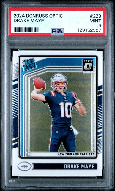Graded 2024 Panini Donruss Optic Drake Maye #229 Rookie RC Football Card PSA 9 Mint