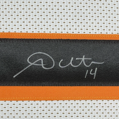 Framed Autographed/Signed Andy Dalton 35x39 Cincinnati White Football Jersey JSA COA