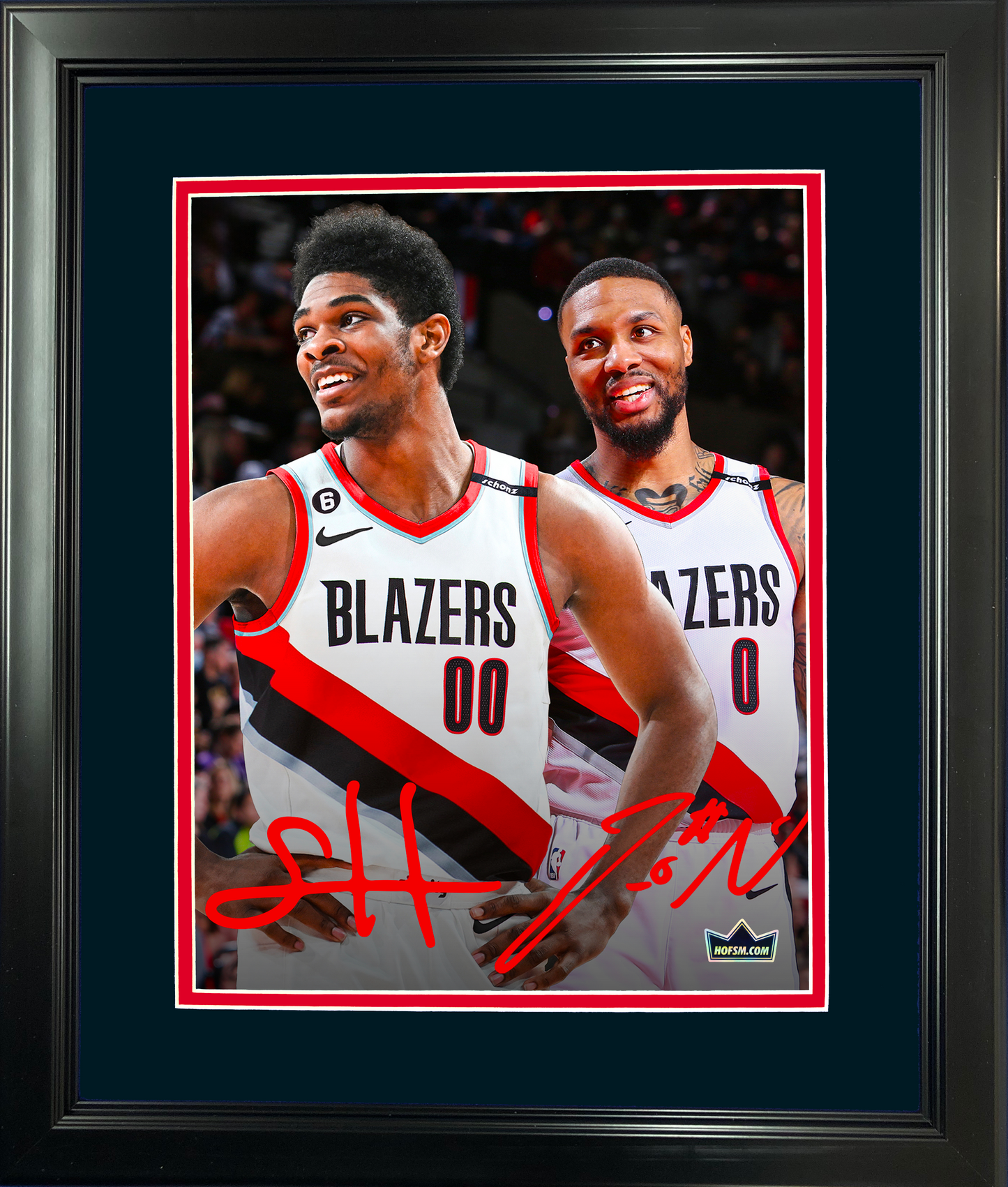 Framed Scoot Henderson & Damian Lillard Portland Trail Blazers Dual Facsimile Laser Engraved Signature Auto 11"x14"Basketball Photo HOFSM Holo