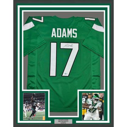 Framed Autographed/Signed Davante Adams 35x39 New York Green Football Jersey Beckett BAS COA