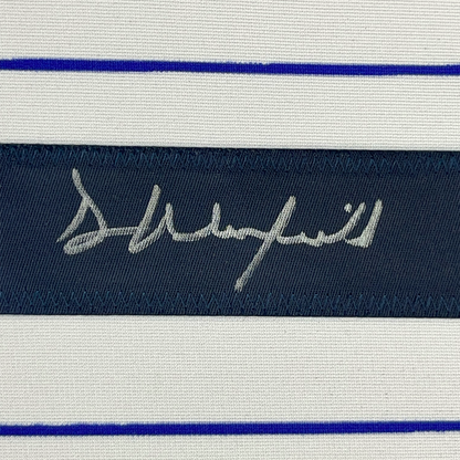 Framed Autographed/Signed Dave Winfield 35x39 New York Pinstripe Baseball Jersey JSA COA