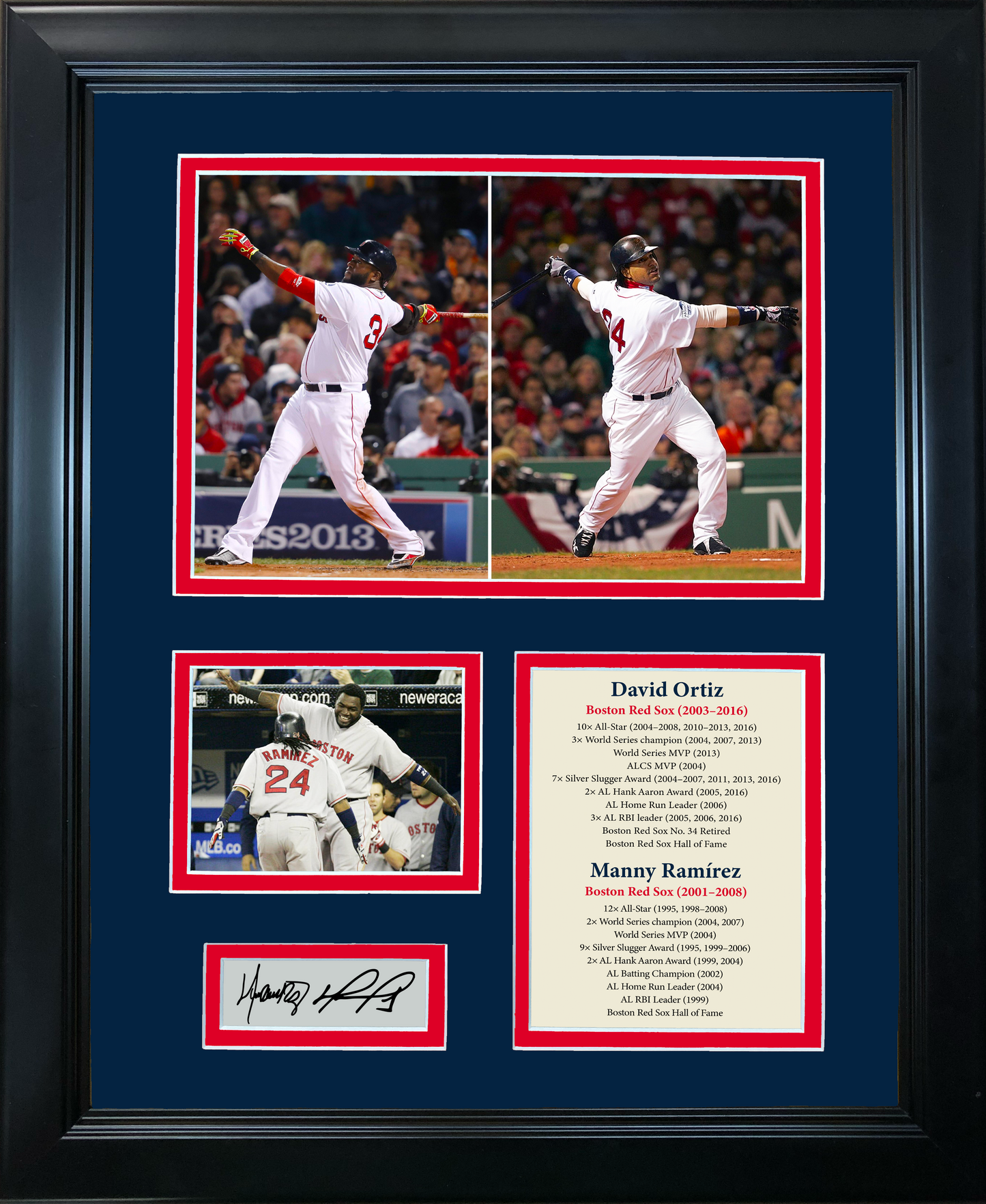 Framed David Ortiz & Manny Ramirez Dual Facsimile Laser Engraved Signature Auto Boston Red Sox 11"x14" Baseball Photo Sig Collage