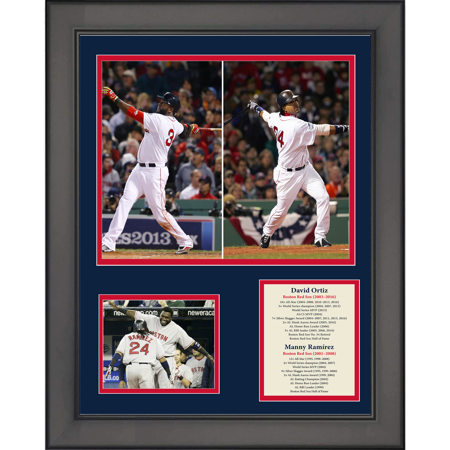 Framed David Ortiz & Manny Ramirez Boston Red Sox 11"x14" Baseball Three Photo Collage