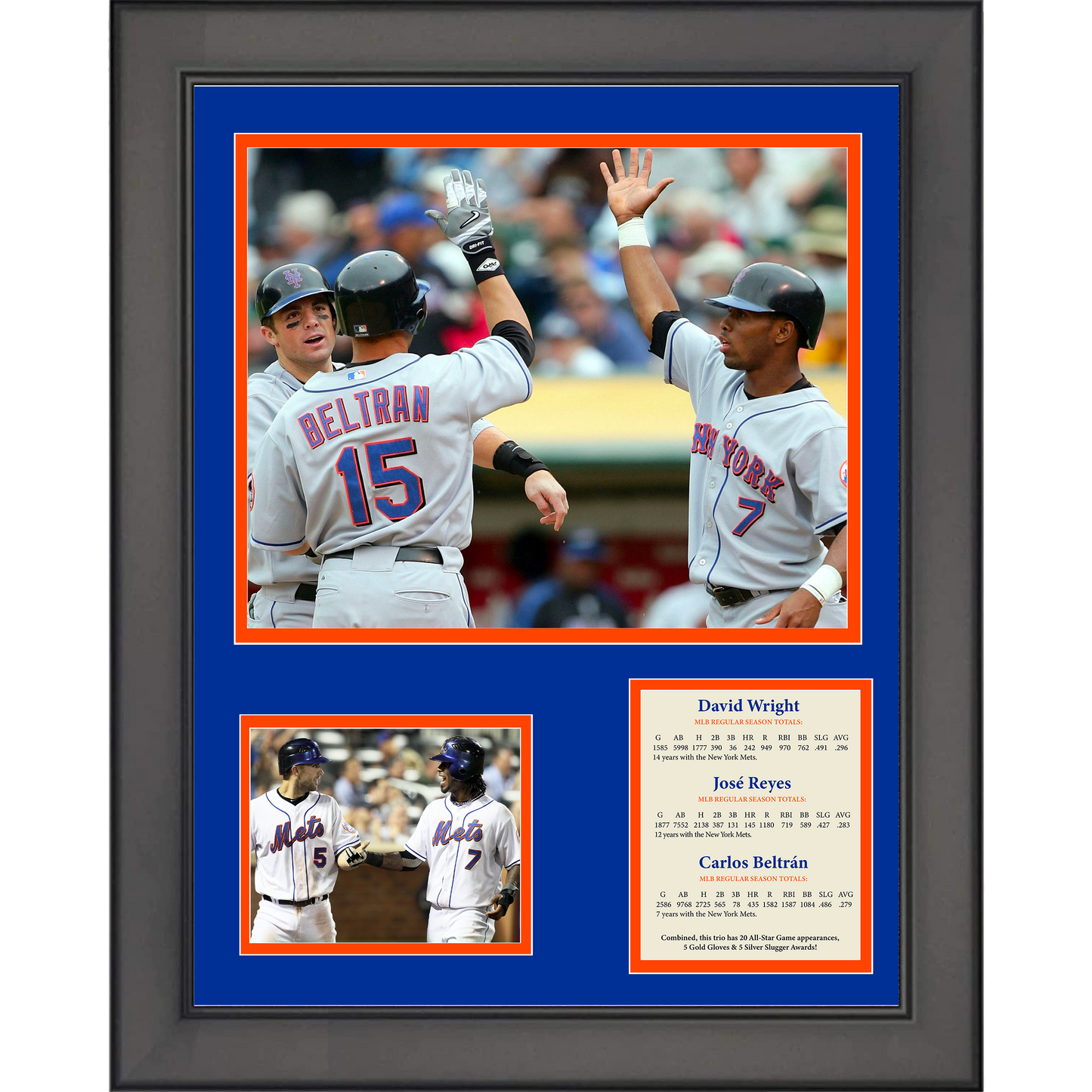 Framed David Wright, Jose Reyes & Carlos Beltran New York Mets Big 3 Baseball 11"x14" Three Photo Collage
