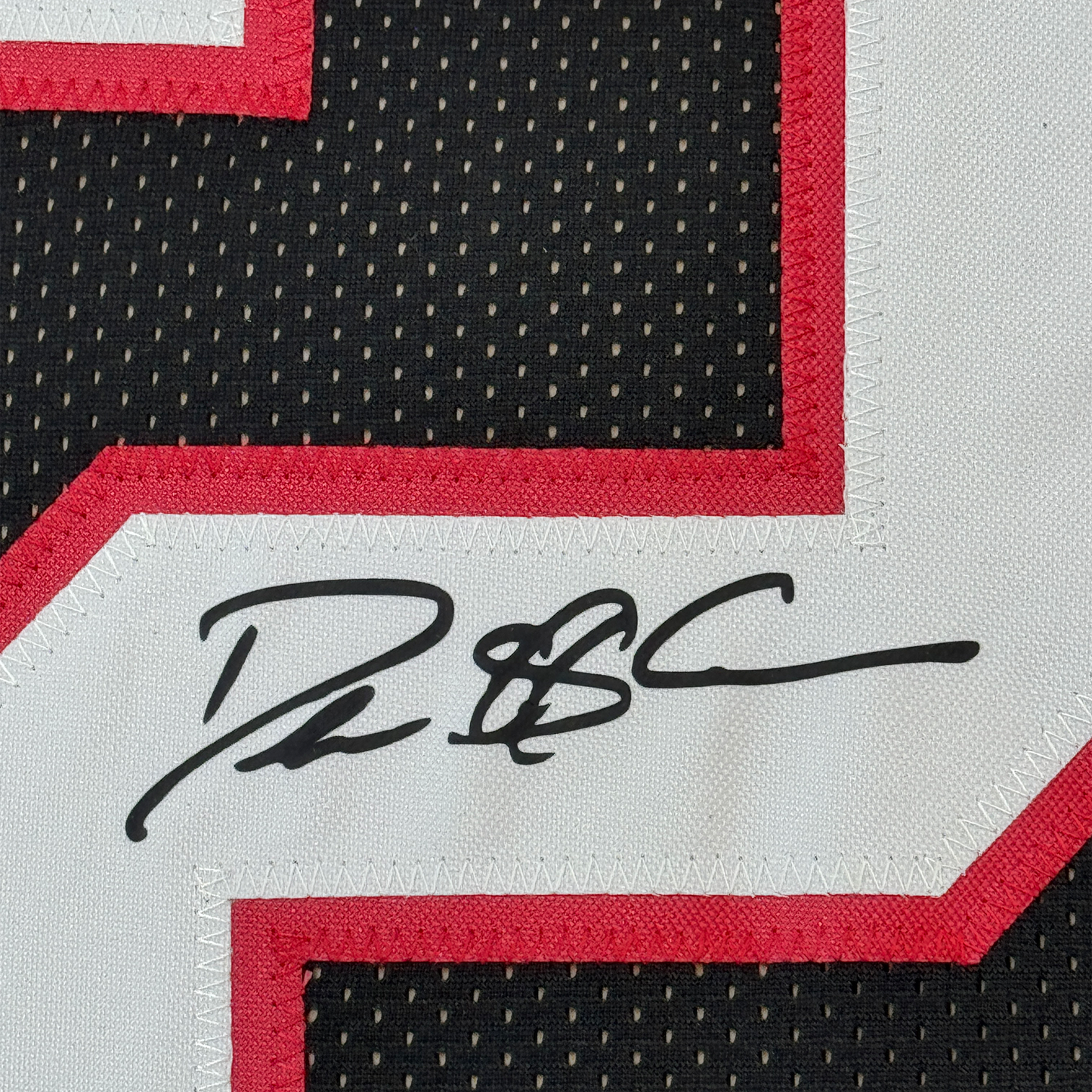 Framed Facsimile Autographed Deion Sanders 35x39 Atlanta Black Reprint Laser Auto Football Jersey