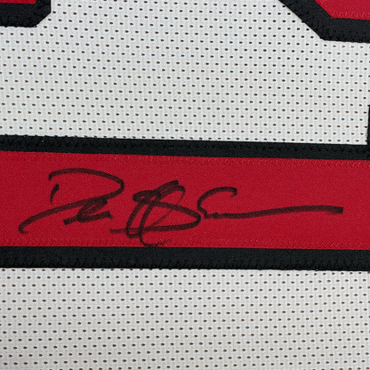 Framed Autographed/Signed Deion Sanders 35x39 San Francisco White Alternate Football Jersey Beckett BAS COA