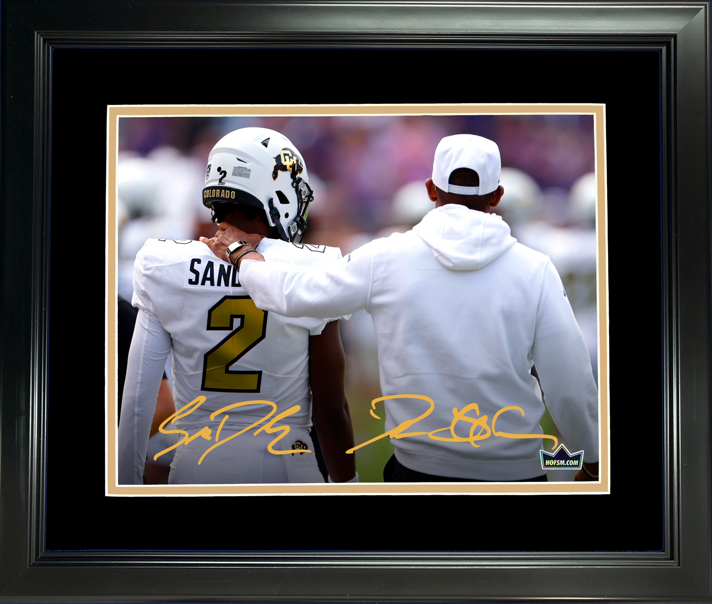 Framed Deion & Shedeur Sanders Dual Facsimile Laser Engraved Signature Auto Colorado Buffaloes 11"x14" College Football Photo HOFSM Holo