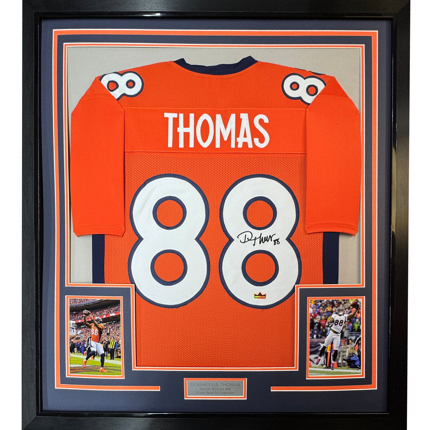 Framed Facsimile Autographed Demaryius Thomas 35x39 Denver Orange Reprint Laser Auto Football Jersey