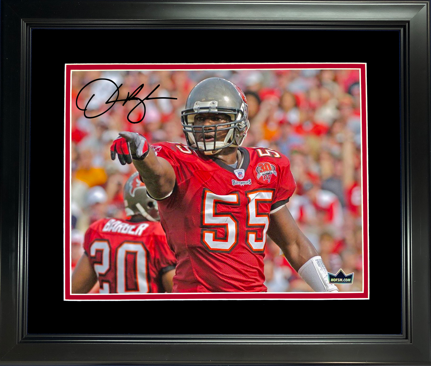 Framed Derrick Brooks Facsimile Laser Engraved Signature Auto Tampa Bay Buccanerrs 11"x14" Football Photo HOFSM Holo