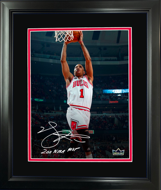 Framed Derrick Rose  2011 NBA MVP  Chicago Bulls Facsimile Laser Engraved Signature Auto 11"x14" Basketball Photo HOFSM Holo