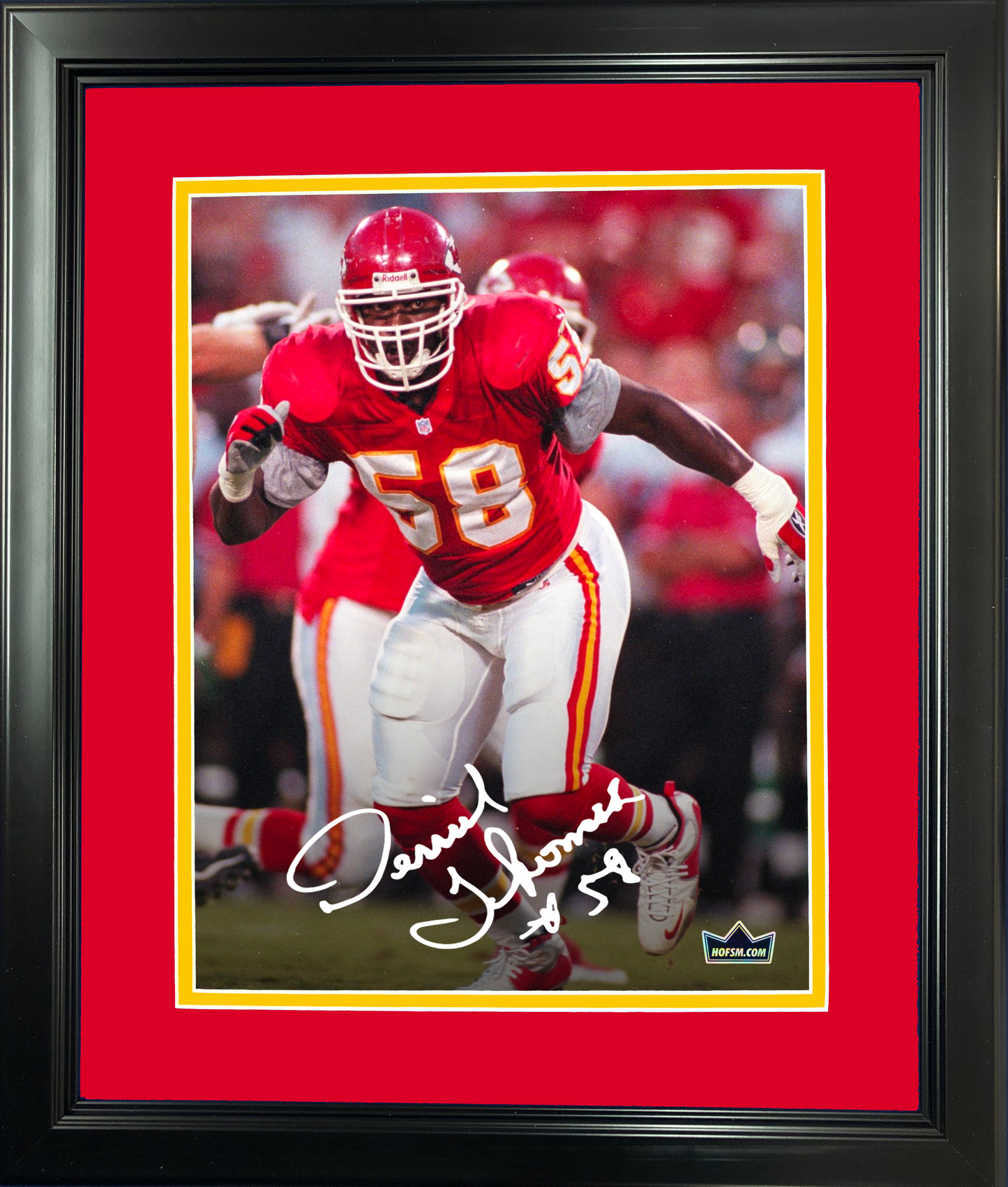 Framed Derrick Thomas Kansas City Chiefs Facsimile Laser Engraved Signature Auto 11"x14" Football Photo HOFSM Holo