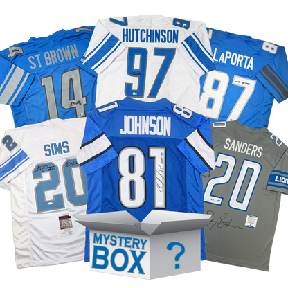 Autographed/Signed Detroit Football Jersey Mystery Box with PSA JSA or Beckett COA