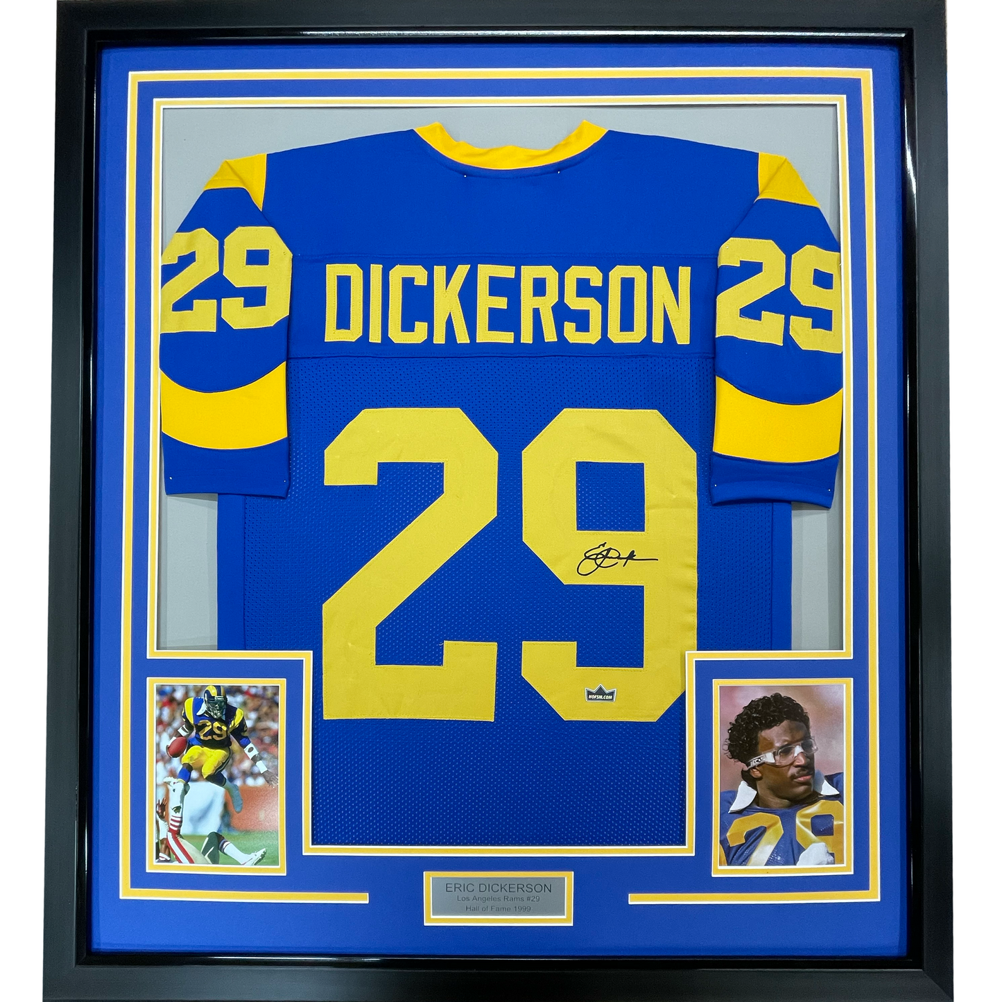 Framed Facsimile Autographed Eric Dickerson 35x39 Los Angeles LA Royal Blue Retro Reprint Laser Auto Football Jersey