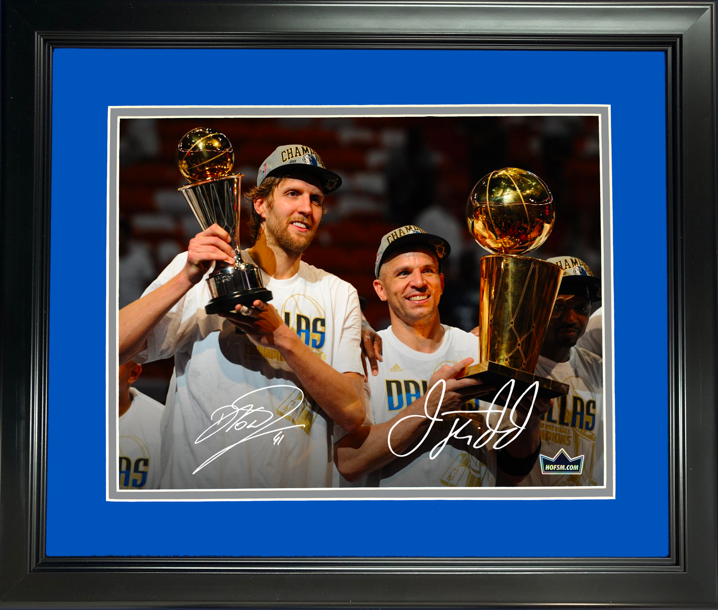 Framed Dirk Nowitzki and Jason Kidd Dallas Mavericks Dual Facsimile Laser Engraved Signature Auto 11"x14" Basketball Photo HOFSM Holo