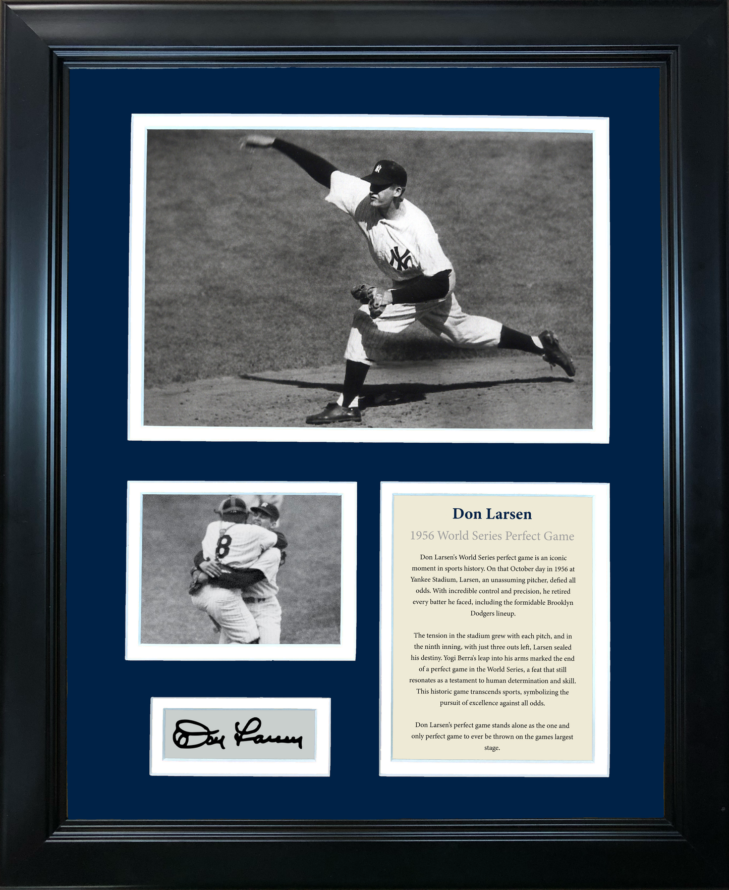 Framed Don Larsen 1956 World Series Perfect Game Facsimile Laser Engraved Signature Auto New York Yankees Baseball 11"x14" Photo Sig Collage