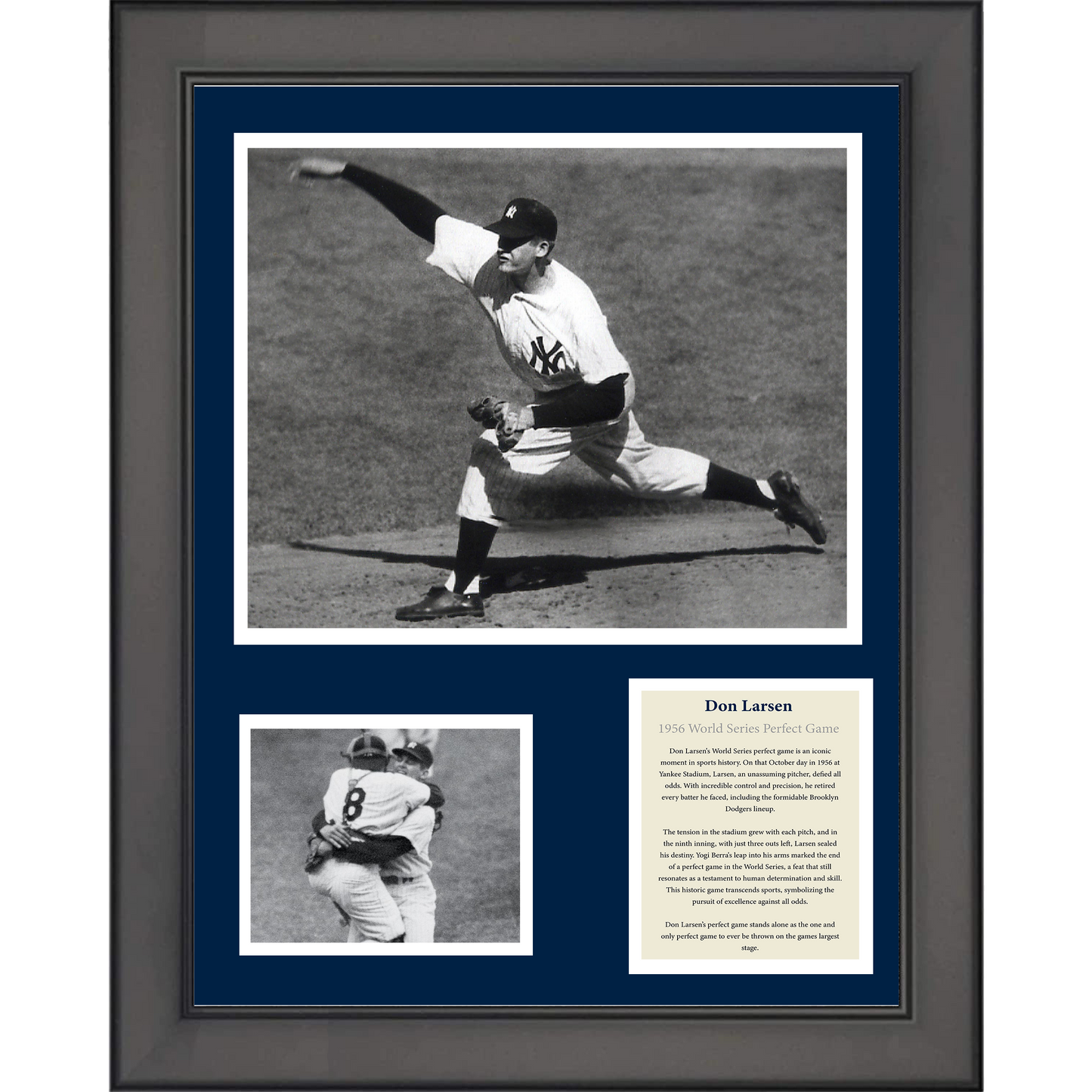 Framed Don Larsen 1956 World Series Perfect Game New York Yankees Baseball 11"x14" Three Photo Collage