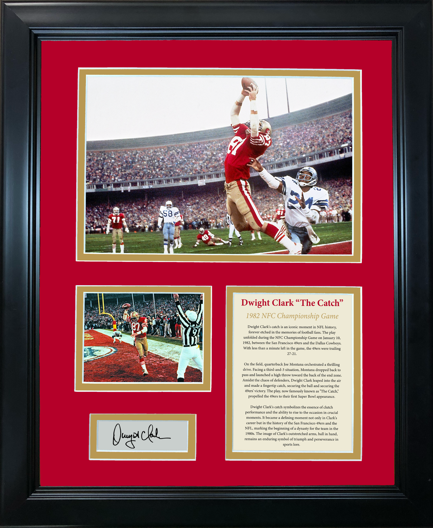 Framed Dwight Clark  The Catch  1982 NFC Championship Facsimile Laser Engraved Signature Auto San Francisco 49ers 11"x14" Photo Sig Collage
