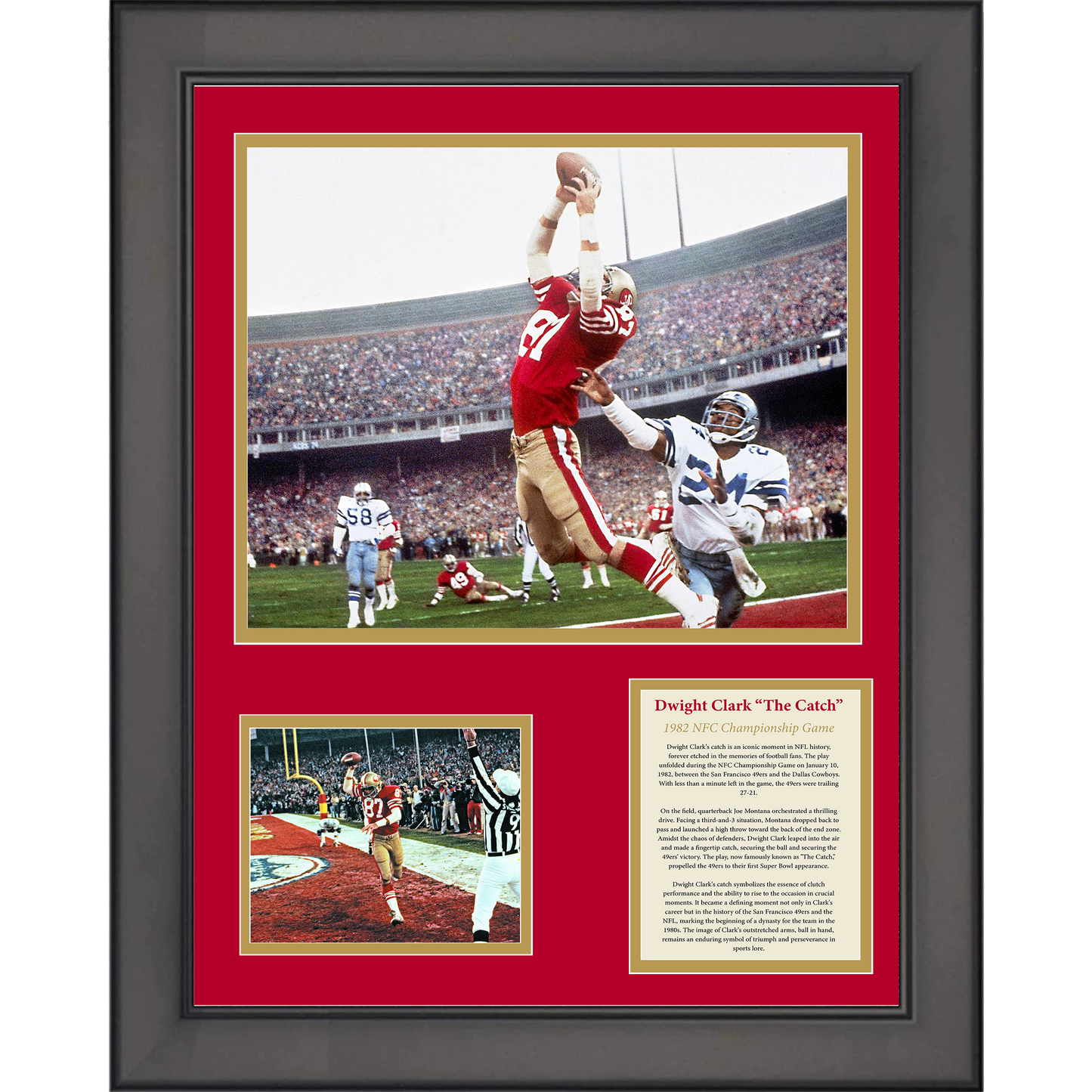 Framed Dwight Clark  The Catch  1982 NFC Championship San Francisco 49ers 11"x14" Three Photo Collage