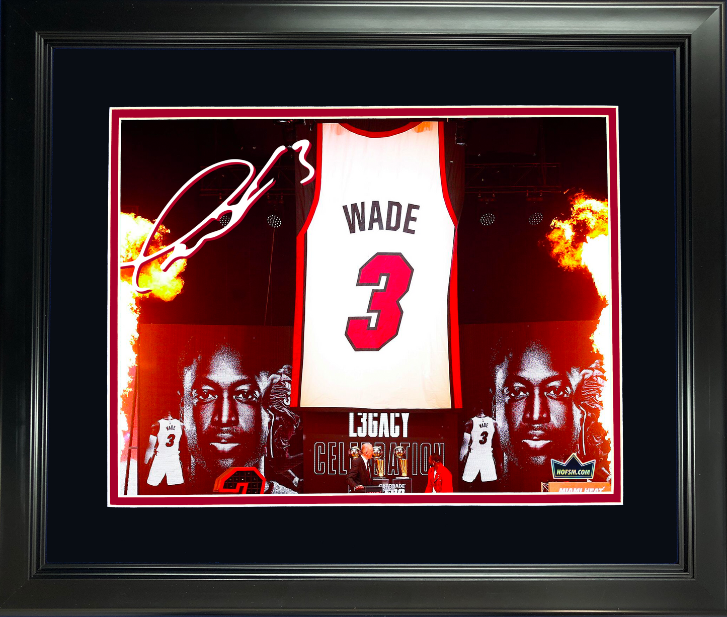 Framed Dwyane Wade Miami Heat Hall of Fame Facsimile Laser Engraved Signature Auto 11"x14" Basketball Photo HOFSM Holo
