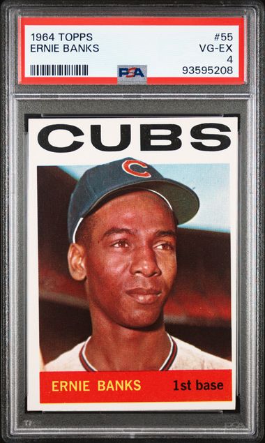 Graded 1964 Topps Ernie Banks #55 Baseball Card PSA 4 VG-EX
