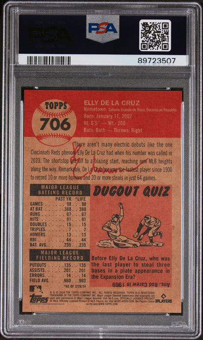 Graded 2024 Topps Living Elly De La Cruz #706 Rookie RC Baseball Card PSA 10 Gem Mint