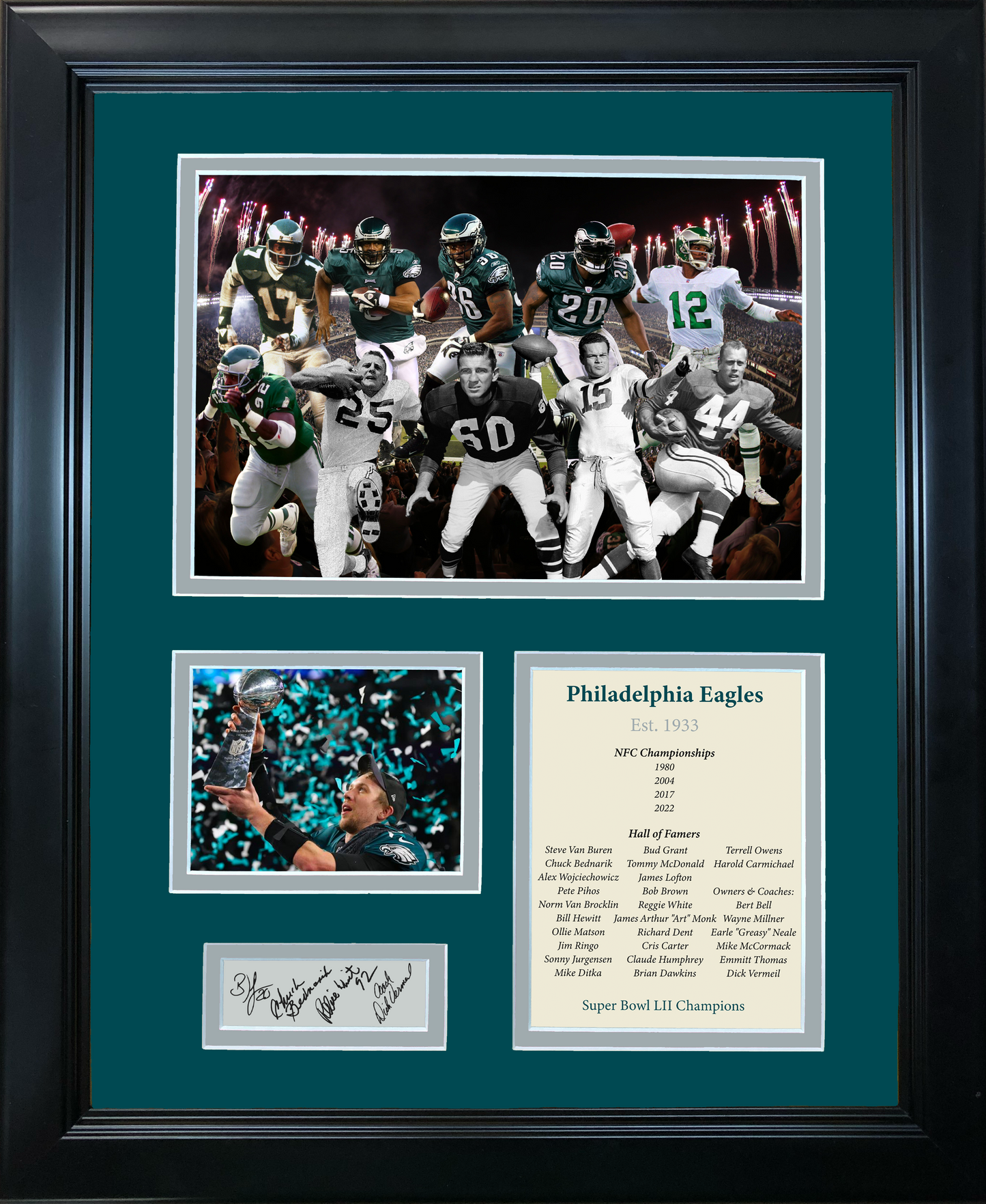 Framed Philadelphia Eagles All-Time Greats Facsimile Laser Engraved Signature Auto 11"x14" Football Photo Sig Collage