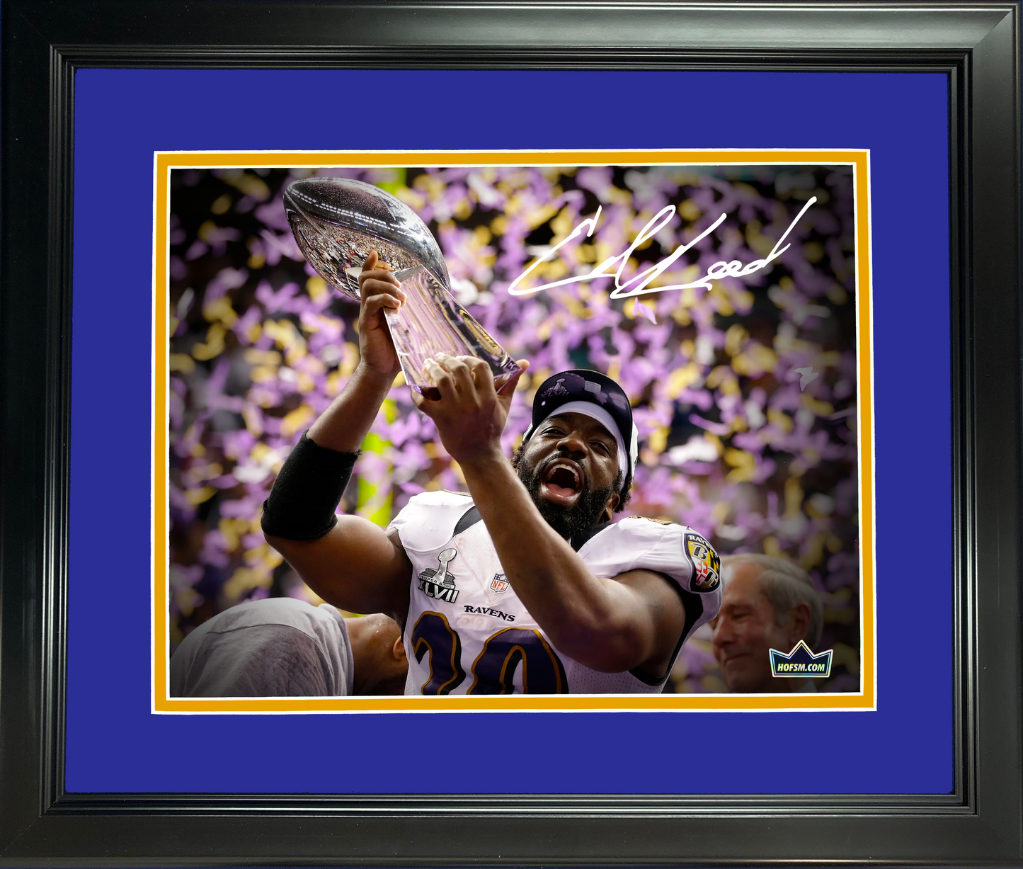 Framed Ed Reed Facsimile Laser Engraved Signature Auto Baltimore Ravens 11"x14" Football Photo HOFSM Holo