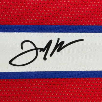 Framed Facsimile Autographed Julian Edelman 35x39 New England Red Reprint Laser Auto Football Jersey