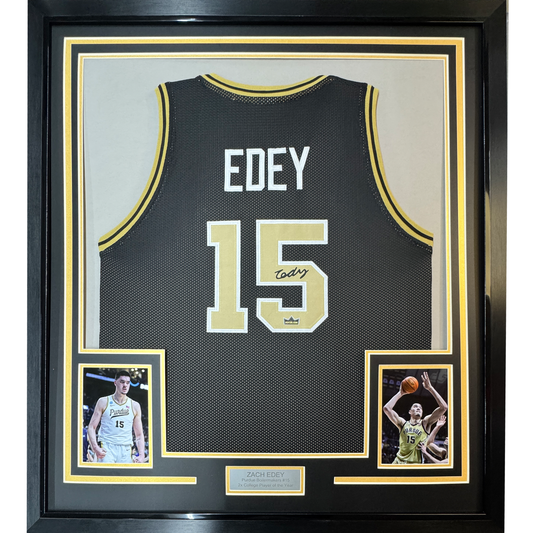 Framed Facsimile Autographed Zach Edey 35x39 Purdue Black Reprint Laser Auto College Basketball Jersey