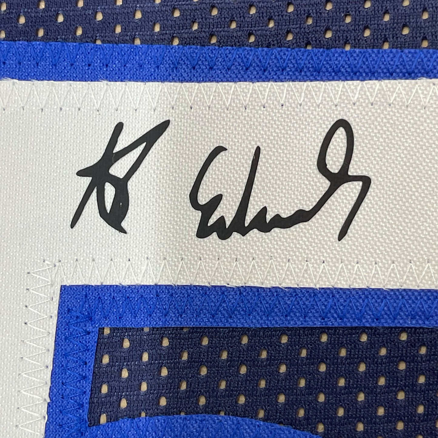 Framed Facsimile Autographed Anthony Edwards 35x39 Minnesota Blue Reprint Laser Auto Basketball Jersey