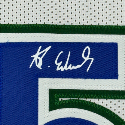 Framed Facsimile Autographed Anthony Edwards 35x39 Minnesota White Retro Reprint Laser Auto Basketball Jersey