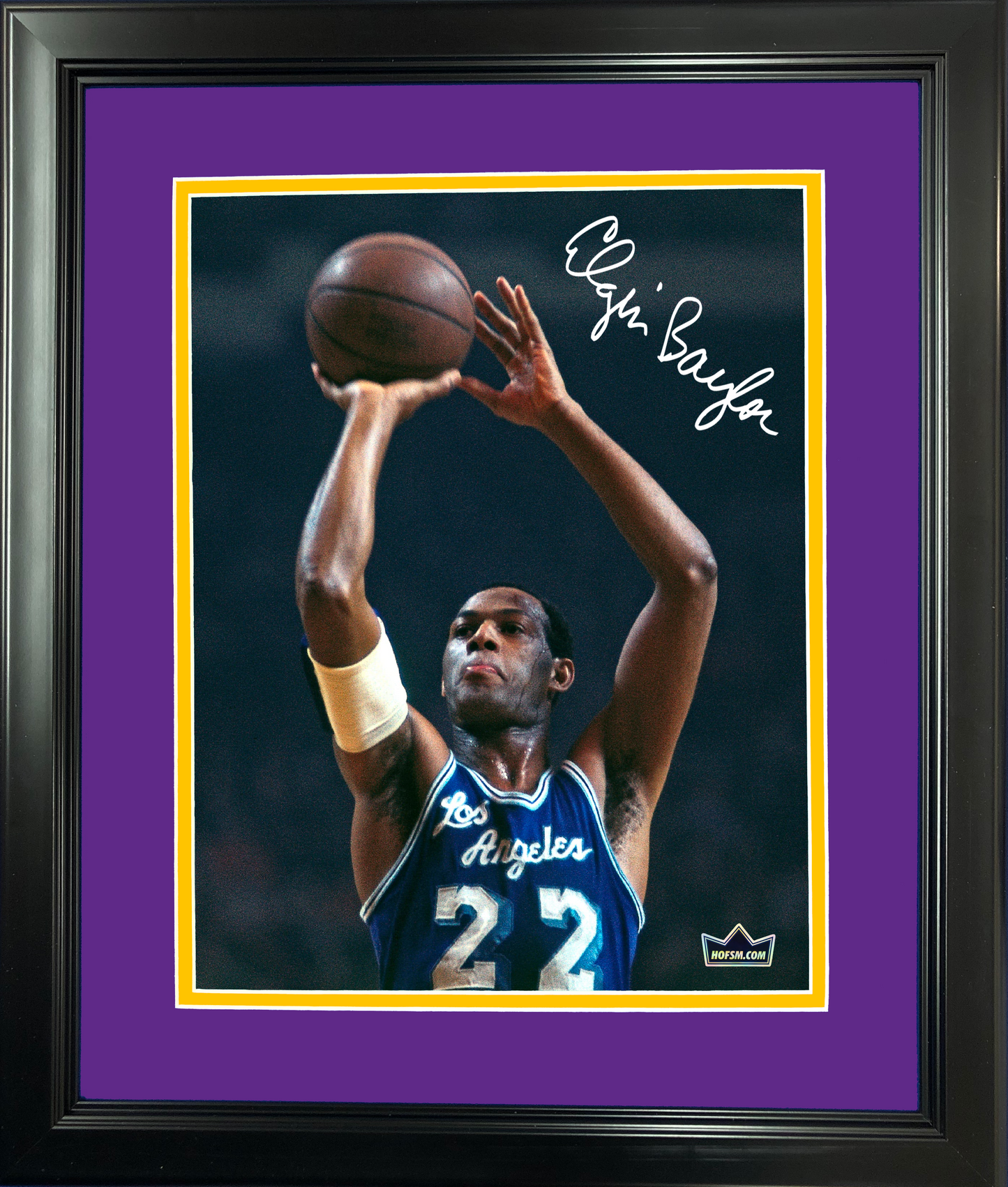 Framed Elgin Baylor Facsimile Laser Engraved Signature Auto 11"x14" Basketball Photo HOFSM Holo