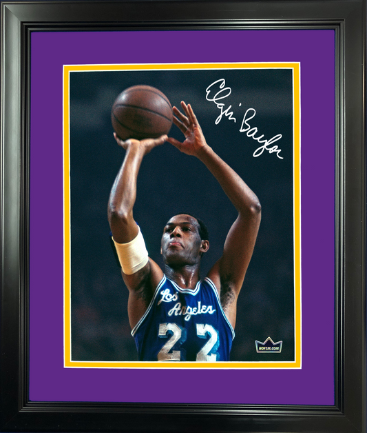 Framed Elgin Baylor Facsimile Laser Engraved Signature Auto 11"x14" Basketball Photo HOFSM Holo