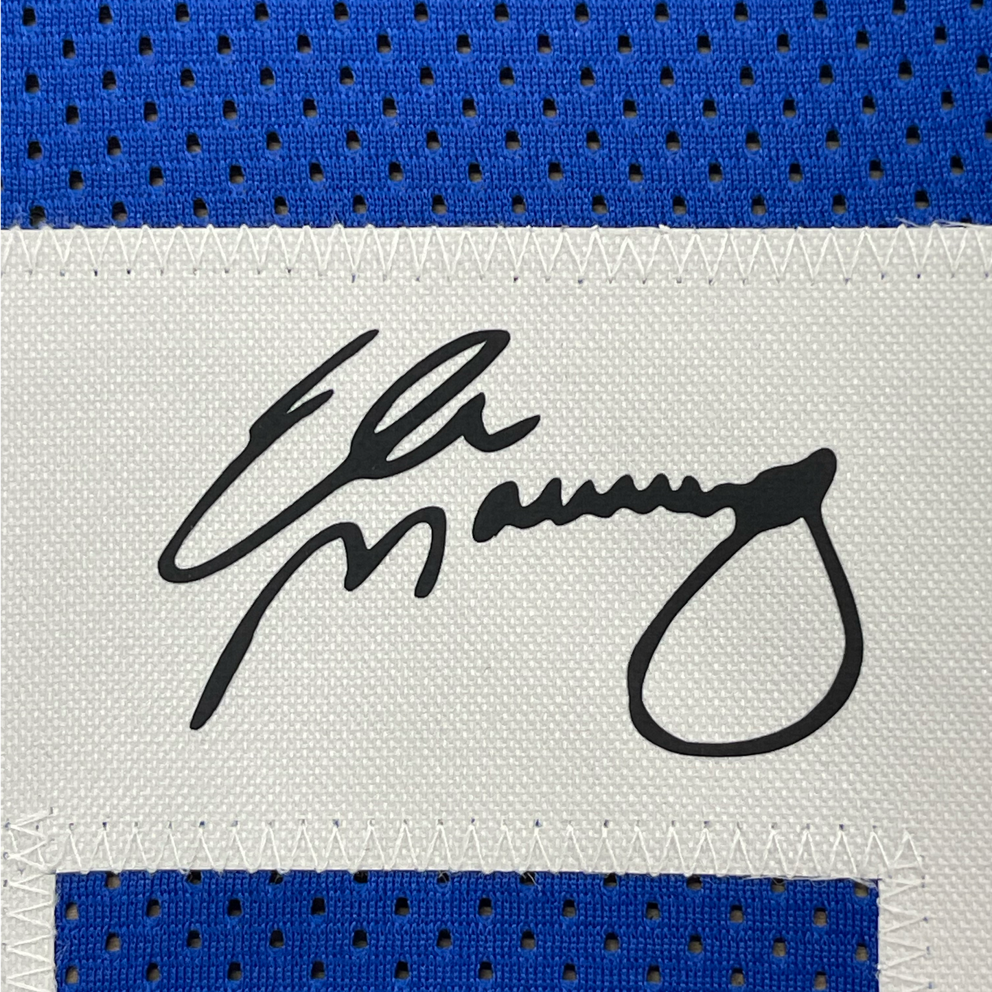 Framed Facsimile Autographed Eli Manning 35x39 New York Blue Reprint Laser Auto Football Jersey
