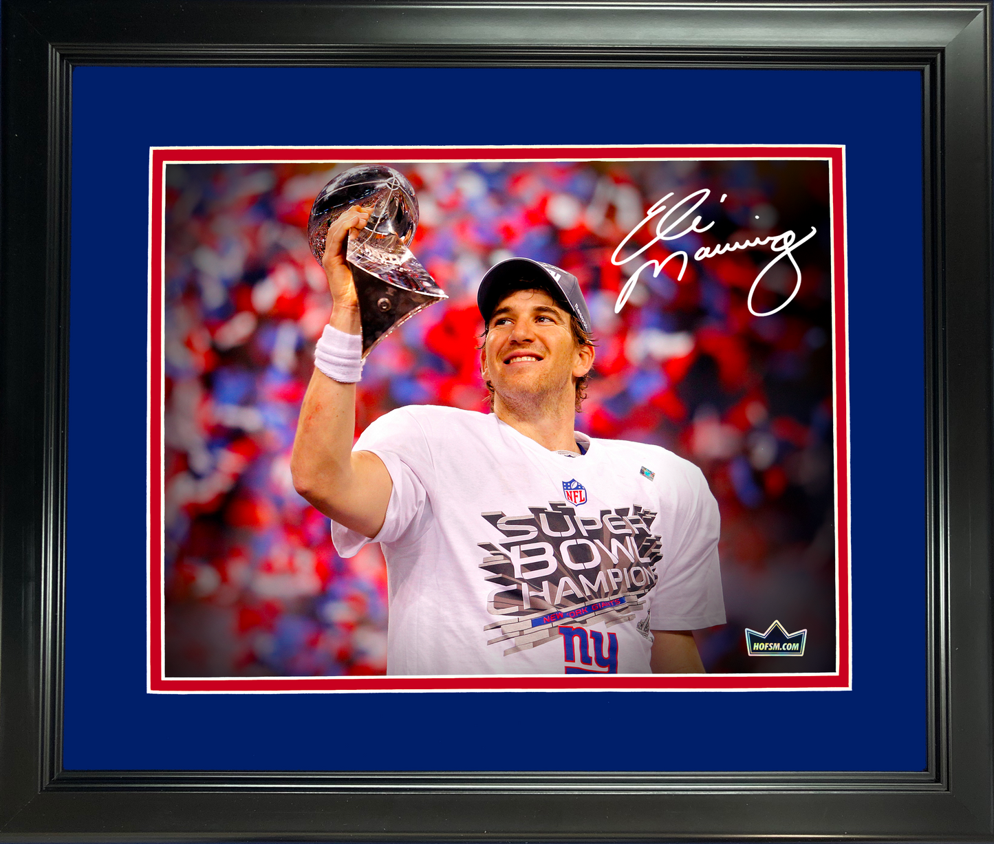 Framed Eli Manning New York Giants Facsimile Laser Engraved Signature Auto 11"x14" Football Photo HOFSM Holo