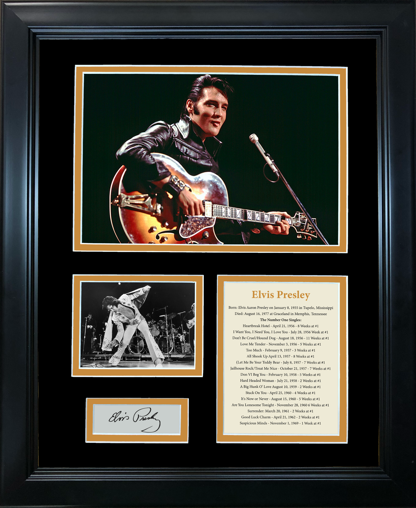 Framed Elvis Presley Facsimile Laser Engraved Signature Auto 11"x14" Music Photo Sig Collage