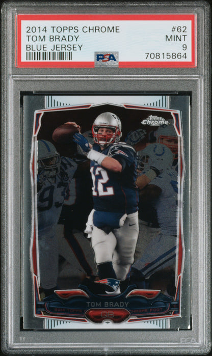 Graded 2014 Topps Chrome Tom Brady #62 Blue Jersey Football Card PSA 9 Mint