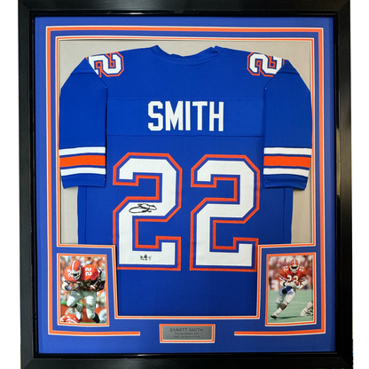 Framed Facsimile Autographed Emmitt Smith 35x39 Florida Blue Reprint Laser Auto College Football Jersey
