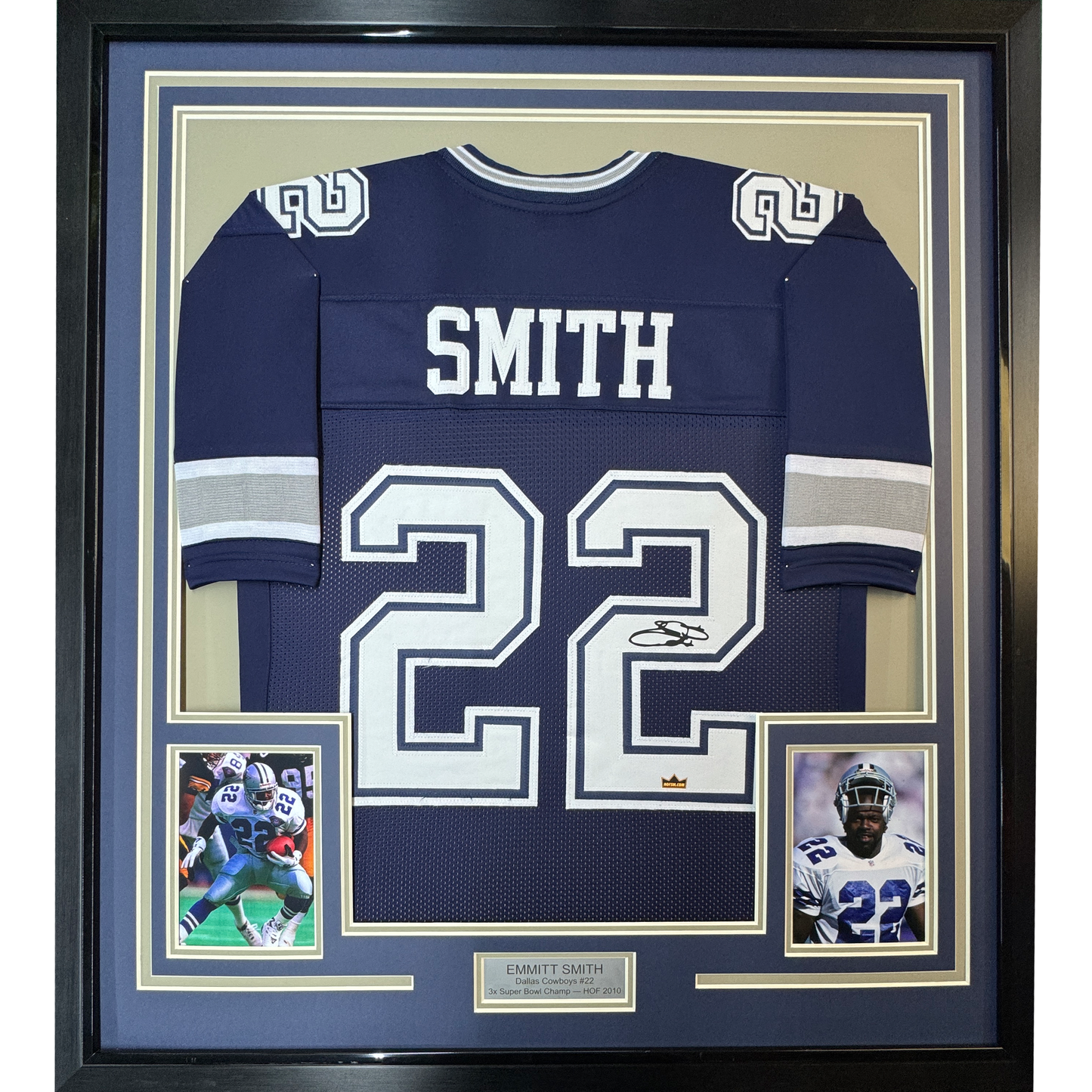Framed Facsimile Autographed Emmitt Smith 35x39 Dallas Blue Reprint Laser Auto Football Jersey